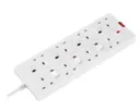 Masterplug 8 socket 13A Switched White Extension lead, 2m