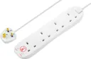 Masterplug 4 socket 13A Surge protected White Extension lead, 2m