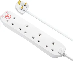 Masterplug 4 socket 13A Surge protected White Extension lead, 4m