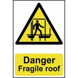 Scan Danger Fragile Roof Sign - 200mm, 300mm, Standard