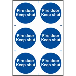 Scan Fire Door Keep Shut Sign Pack of 6 - 100mm, 100mm, Standard
