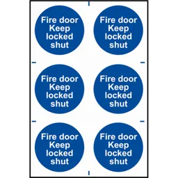 Scan Fire Door Keep Locked Shut Sign Pack of 6 - 100mm, 100mm, Standard