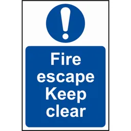 Scan Fire Escape Keep Clear Sign - 200mm, 300mm, Standard