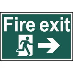Scan Fire Exit Running Man Arrow Right Sign - 300mm, 200mm, Standard