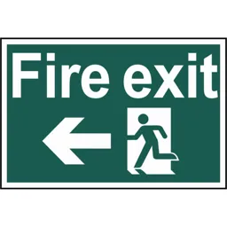 Scan Fire Exit Running Man Sign Arrow Left - 300mm, 200mm, Standard
