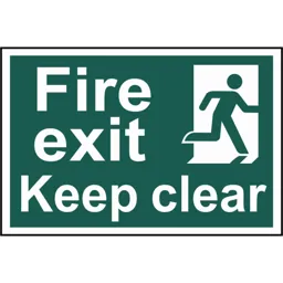 Scan Fire Exit Keep Clear Sign - 300mm, 200mm, Standard