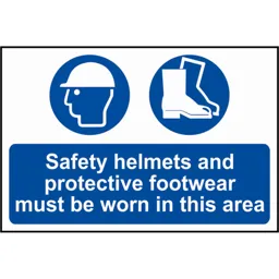 Scan Safety Helmets and Protective Footwear Must Be Worn In This Area Sign - 600mm, 400mm, Standard