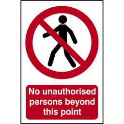 Scan No Unauthorised Persons Beyond This Point Sign - 400mm, 600mm, Standard