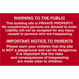 Scan Building Site Warning To Public and Parents Sign - 600mm, 400mm, Standard