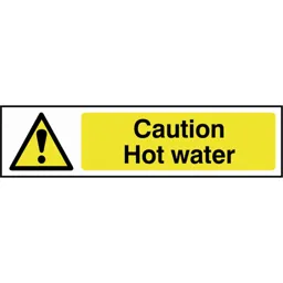 Scan Caution Hot Water Sign - 200mm, 50mm, Standard