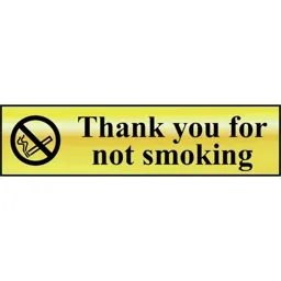 Scan Brass Effect Thank You For Not Smoking Sign - 200mm, 50mm, Standard