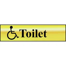 Scan Brass Effect Disabled Toilet Sign - 200mm, 50mm, Standard