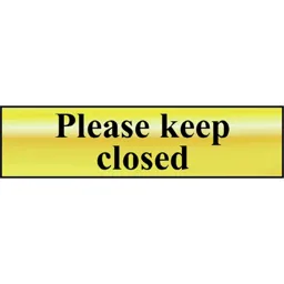 Scan Brass Effect Please Keep Closed Sign - 200mm, 50mm, Standard