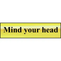 Scan Brass Effect Mind Your Head Sign - 200mm, 50mm, Standard