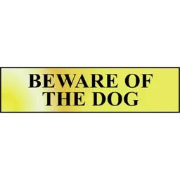 Scan Brass Effect Beware Of The Dog Sign - 200mm, 50mm, Standard