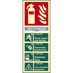 Scan Dry Powder Fire Extinguisher Sign - 75mm, 200mm, Photoluminescent