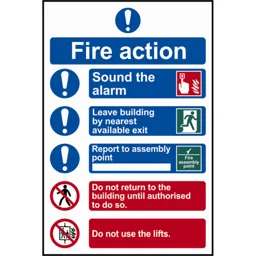 Scan Fire Action Procedure Sign - 200mm, 300mm, Standard
