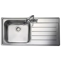 Rangemaster Oakland Inset Single Bowl Stainless Steel Kitchen Sink with Waste - Right Hand Drainer
