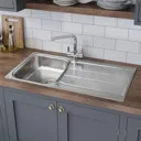 Rangemaster Glendale Inset Single Bowl Stainless Steel Kitchen Sink with Waste