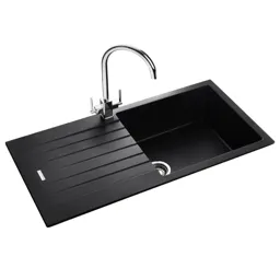 Rangemaster Andesite Igneous Granite Inset Single Bowl Kitchen Sink with Waste - Ash Black