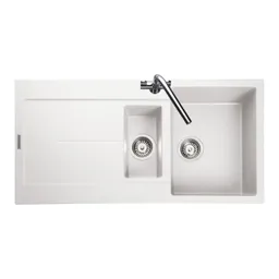Rangemaster Scoria Granite 1.5 Bowl Inset Kitchen Sink with Waste – Crystal White