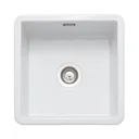 Rangemaster Rustique Ceramic Square Single Bowl Kitchen Sink with Waste - White