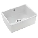Rangemaster Rustique Ceramic Single Bowl Kitchen Sink with Waste - White