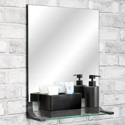 Vale Designs Sparkle Bathroom Mirror with Shelf Black 500 x 400mm