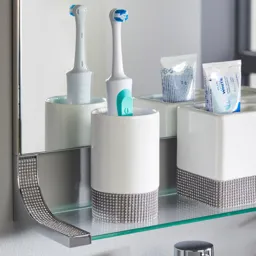 Vale Designs Sparkle Ceramic Toothbrush Tumbler - Chrome