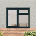 Stormsure Clear Double glazed Anthracite grey Timber Left-handed Top hung Window, (H)1195mm (W)1195mm