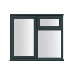 Clear Double glazed Anthracite grey Timber Left-handed Top hung Window, (H)895mm (W)910mm