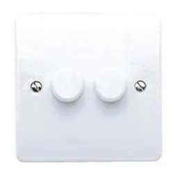 MK White Raised slim profile Double 2 way Dimmer switch