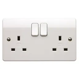 MK White Double 13A Switched Socket