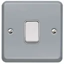 MK 10A Grey Single 2 way Metal-clad switch with White inserts