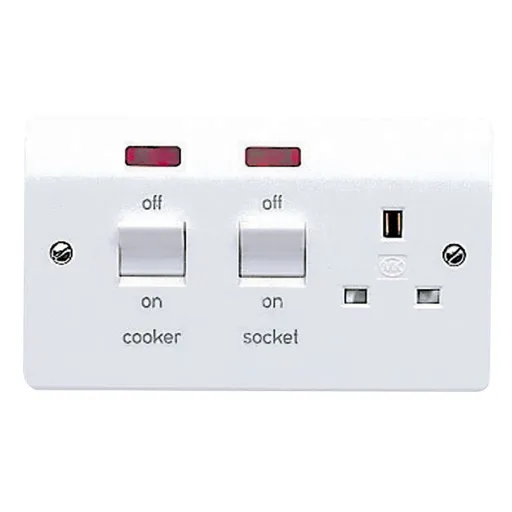 MK White Cooker switch & socket with neon