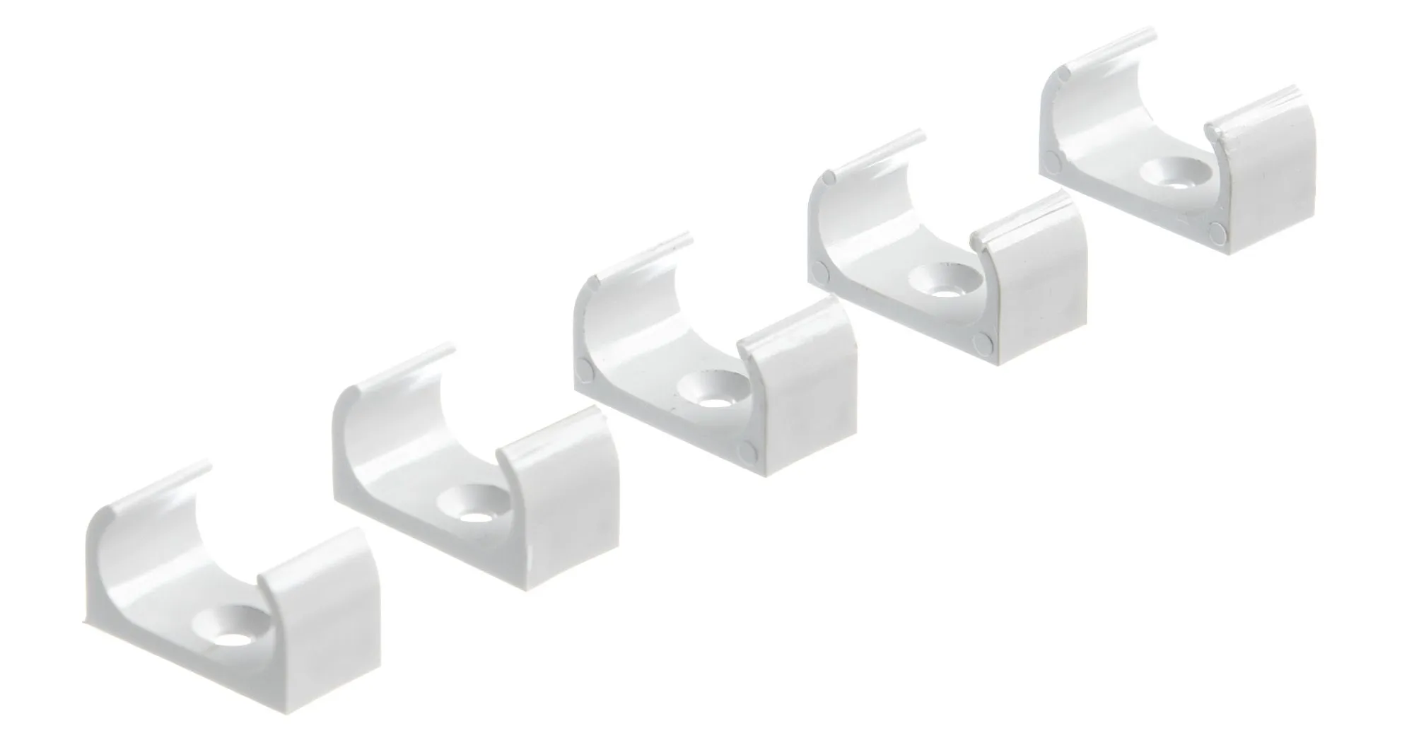 MK White Round 20mm Oval Cable clips, Pack of 5