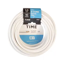 Time 3185Y White 5 core Multi-core cable 1mm² x 10m