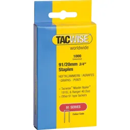Tacwise Type 91 Narrow Staples - 20mm, Pack of 1000