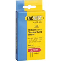 Tacwise 91 Divergent Point Staples - 18mm, Pack of 1000