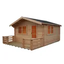 Shire Kinver 12x14 Toughened glass Apex Tongue & groove Wooden Cabin