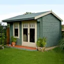 Shire Marlborough 10x10 Toughened glass Apex Tongue & groove Wooden Cabin