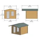 Shire Hopton 10x10 Toughened glass Apex Tongue & groove Wooden Cabin - Assembly service included