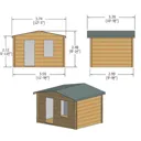 Shire Bucknells 12x10 Toughened glass Apex Tongue & groove Wooden Cabin