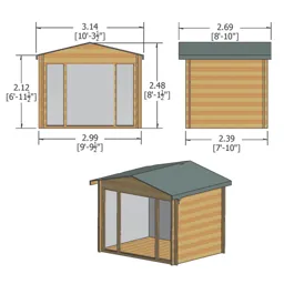 Shire Epping 10x8 Toughened glass Apex Tongue & groove Wooden Cabin