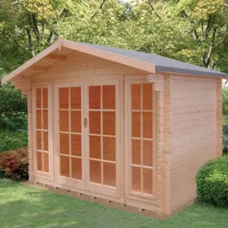 Shire Epping 10x8 Toughened glass Apex Tongue & groove Wooden Cabin - Assembly service included