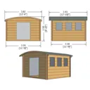 Shire Kilburn 12x12 Toughened glass Curved Tongue & groove Wooden Cabin