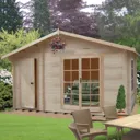 Shire Bourne 14x8 Toughened glass Apex Tongue & groove Wooden Cabin