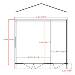 Shire Bourne 14x12 Toughened glass Apex Tongue & groove Wooden Cabin - Assembly service included