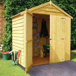 Shire 6x4 Apex Overlap Honey brown Wooden Shed with floor - Assembly service included