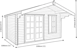 Shire Cannock 12x12 Apex Tongue & groove Wooden Cabin - Assembly service included